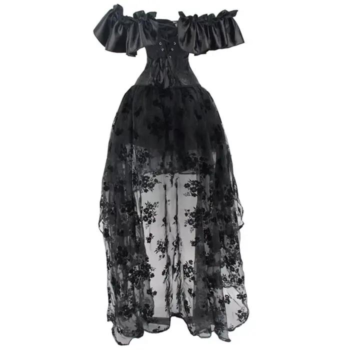 Corset victorien sexy en polyester et élasthanne pour femmes, avec volants, pour occasions spéciales et événements gothiques steampunk