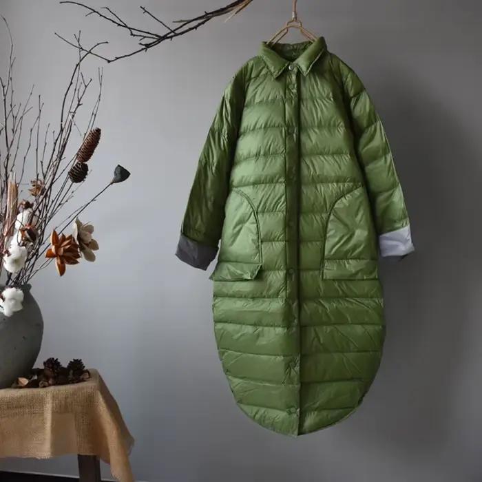 SEDUTMO zimná dlhá kačacia páperová bunda pre ženy Ultra ľahká tenká oversized kabát jeseň