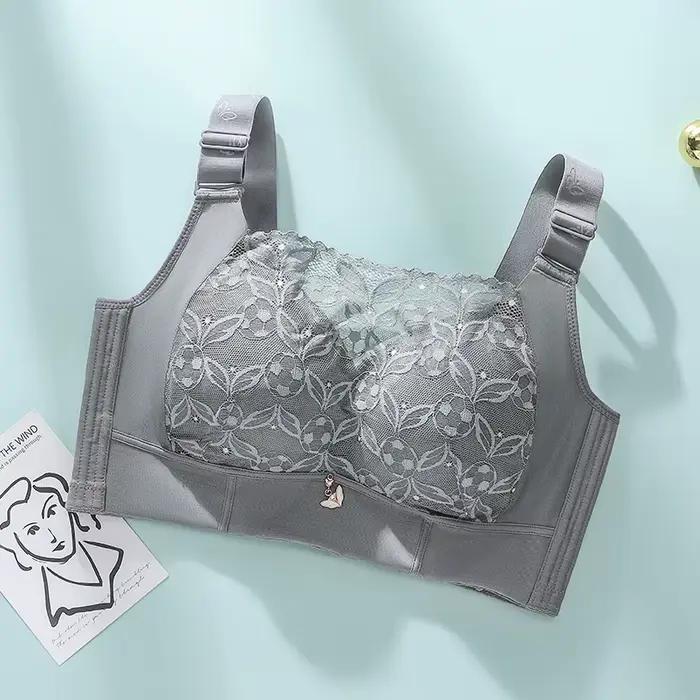 Soutien-gorge à couverture complète sans armatures pour femmes, soutien-gorge en dentelle non rembourré, soutiens-gorge en dentelle, soutien-gorge en V, coupe complète, solide, grande taille