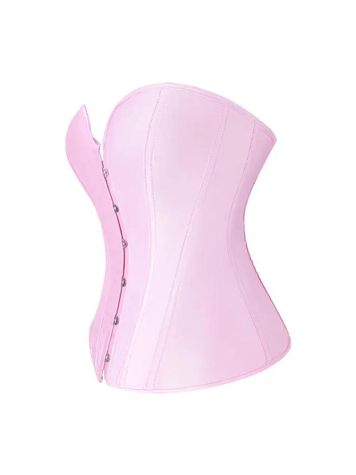 Corset bustier rose en satin pour femme, sans bretelles, avec fermeture frontale, amincissant et sculptant la taille, vêtement d'extérieur