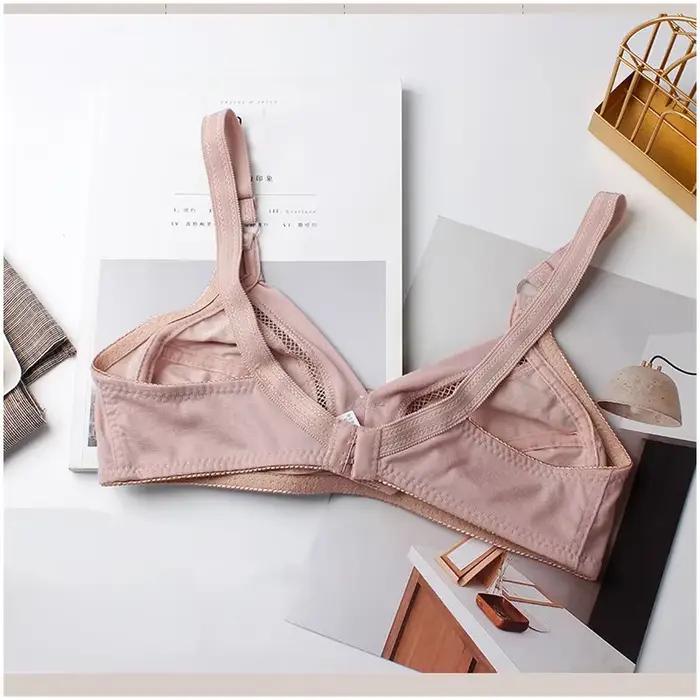 Soutien-gorge en coton respirant pour femmes, petite taille 70A-100B, sans armatures, broderie florale, fermeture dos, lingerie sexy pour tous les jours