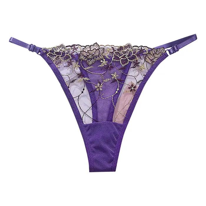 Dámske nohavičky Lingerie s výšivkou, sieťovaná, zvodné tangá