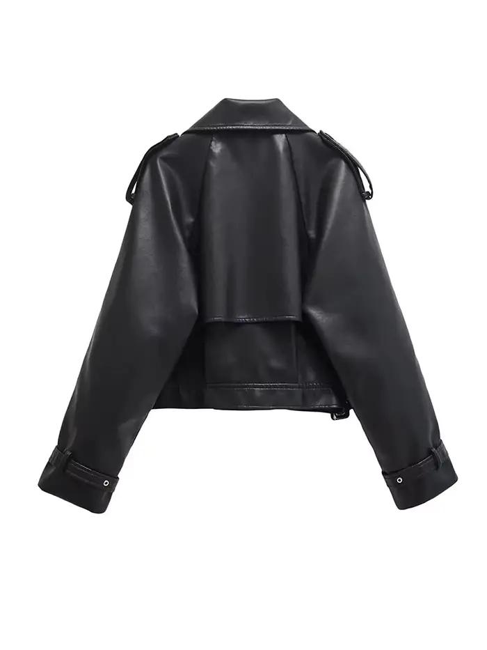 BBWM Umelá koža Bomber bunda pre ženy módna skrátená dámska streetwear vonkajšia