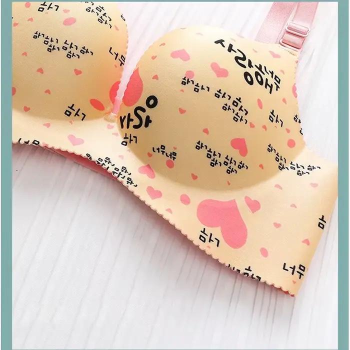 Soutien-gorge push-up à imprimé floral rétro pour petite poitrine, optique, tasse de moule, sans anneau en acier, soutien-gorge de synchronisation sans fil, étudiant, doux, sans couture, filles