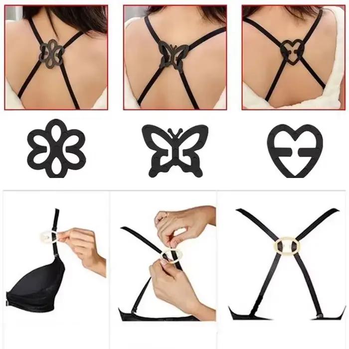 Boucle antidérapante pour sous-vêtements, 4/12 pièces, boucle de soutien-gorge Invisible, bretelles réglables en forme de cœur papillon, Clip intime