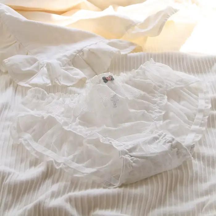 Sous-vêtements Sexy en dentelle pour femmes, culotte à fleurs, taille moyenne, sans couture, Lingerie féminine, M-XL