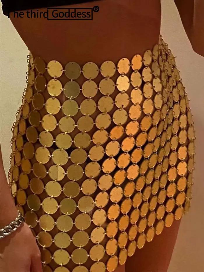 Sexy priesvitná mini sukňa s kovovými flitrami pre ženy