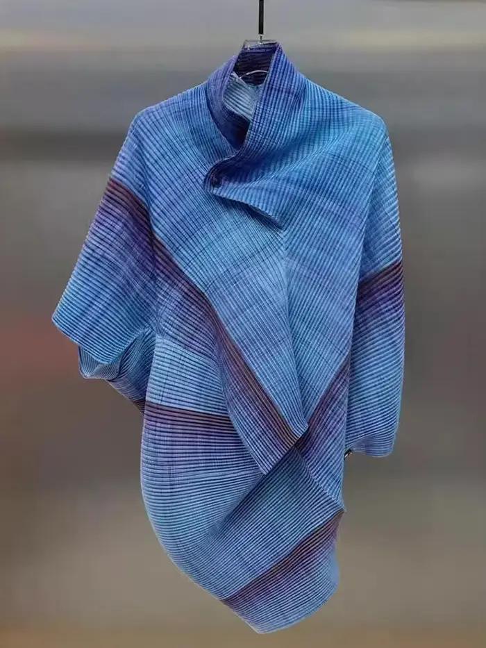 YUDX plisovaný farebný blok nepravidelný t-shirt pre ženy s prehnutými rukávmi netopier voľný módny Chic Štýl nový 2025 žena