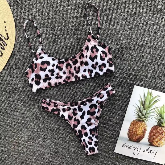 Léopard string maillot de bain femmes 2022 Sexy ensemble Bikini imprimé Push up maillots de bain femme brésilien Bikini ensemble maillot de bain