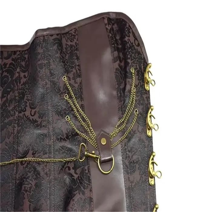 Steampunk Body Shapewear pre ženy hnedá gotická oblečenie korzet Bustier Vintage Burlesque Goth šnurovací pás Korzety