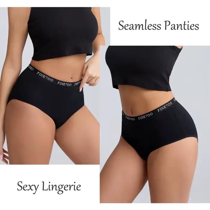 FINETOO 5 pièces/ensemble coton taille haute culottes pour femmes sans couture doux confortable caleçon élastique respirant intimes Lingerie
