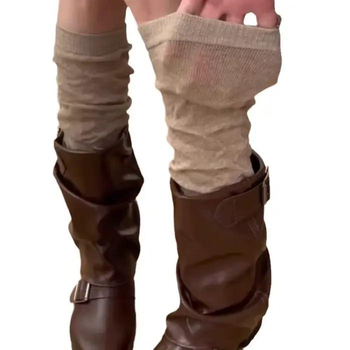 Chaussettes de nuit pour femme, chaussettes de cheville, chaussettes montantes, chaussettes de ballet, chaussettes en molleton, gris, blanc, pour l'automne, pour la salle de classe