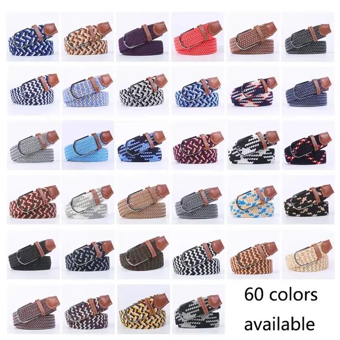 107/120/130 cm unisex ležérny pletený prackový opasok pre ženy tkaný plátno elastický rozťažný