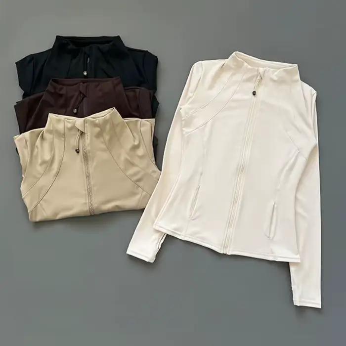 Veste Fitness Femme Polyester Élasthanne Coupe Ajustée Pour Yoga Jogging Course à Pied Cycles Occasions Spéciales