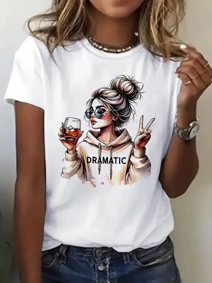 Dámske tričko s potlačou Streetwear 90. rokov „Dramatic“ s