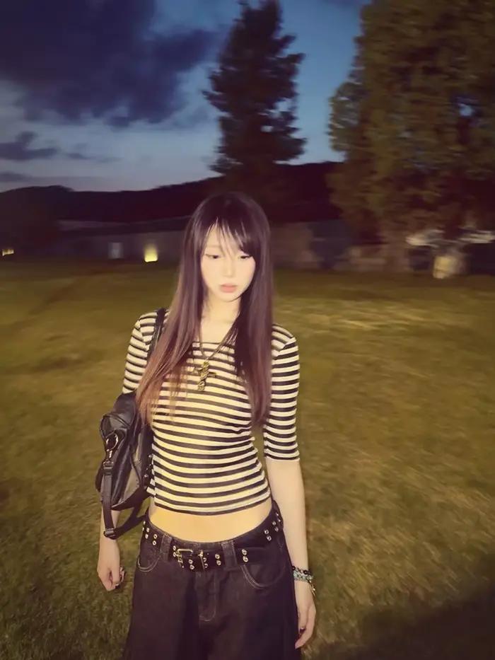 Tonngirls Y2k Fairycore potlačené tričko pre ženy s tromi štvrtinami rukávov japonská 2000s kultúra vrchné oblečenie Streetwear americký retro Grunge