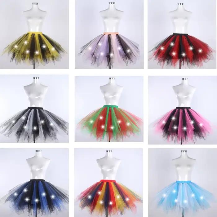 Jupes féeriques élastiques à LED scintillantes pour femmes et filles, jupe Tutu de danse de Ballet lumineuse pour fête, Costume de carnaval, mariage, Festival de noël