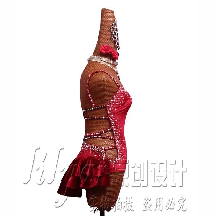 Robe de danse phtallatine Pole pour adultes et enfants, tuyau en acier, olympiques de fille, jupe de spectacle, velours personnalisé, vin rouge, commandé
