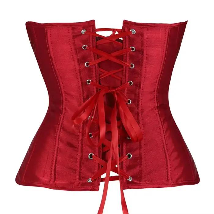 Corset femme Satin Sexy grande taille Bustier gothique à lacets désossé Gorset haut Shapewear classique Clubwear fête Club nuit Corselet