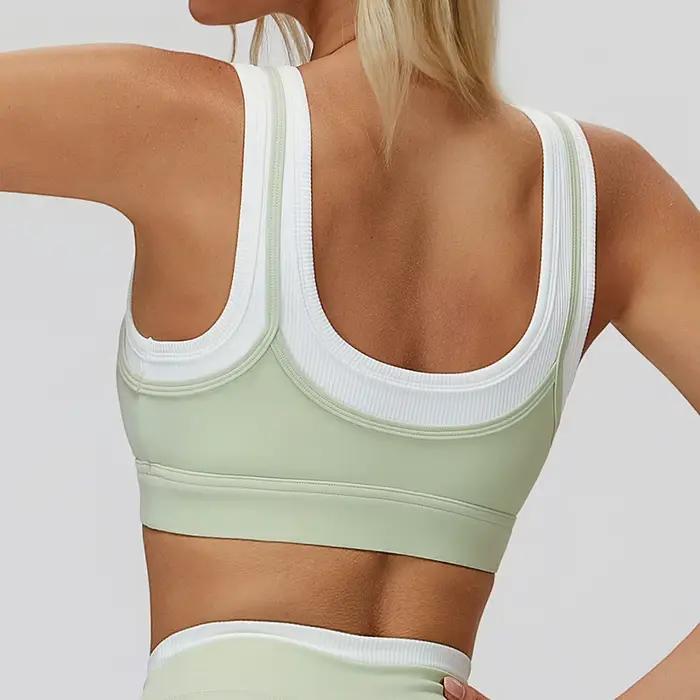Soutien-gorge de Yoga pour femmes, soutien-gorge de sport respirant, Double bretelles, haut d'entraînement, Anti-transpiration, haut de Fitness, Push up, course à pied