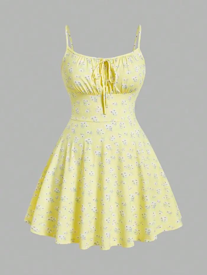 Elegantné kvetinové camisole šaty bez rukávov s tenkými ramienkami, nová móda