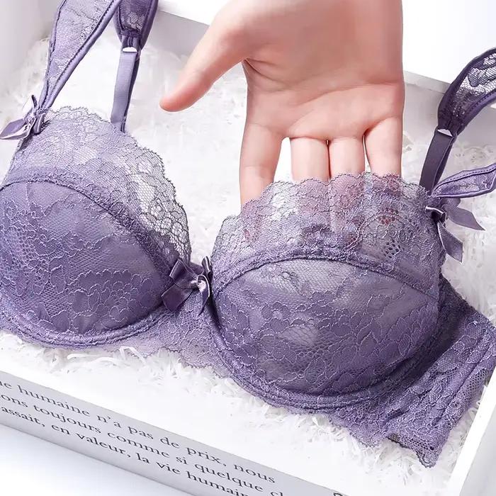 Soutien-gorge en dentelle transparente pour femmes, haut brodé, soutiens-gorge push-up pour femmes, lingerie sexy, grande taille, bonnet D, sous-vêtements, brassière, 2020