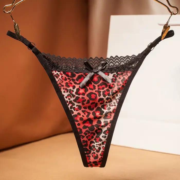 Sexi leopardí tanga s čipkou pre ženy