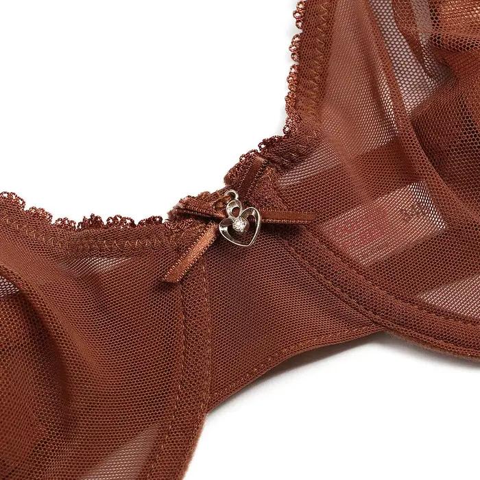 YBCG soutien-gorge Sexy dentelle maille voir à travers la Lingerie creuse grande tasse sans doublure mince Transparent culotte de sous-vêtements pour femmes