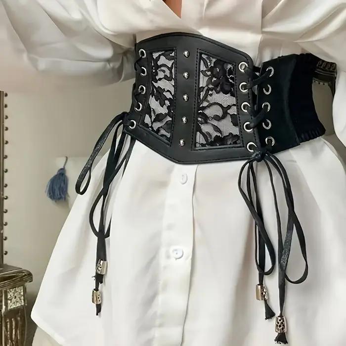 Elegantný korzetový opasok so šnurovaním – Čierny