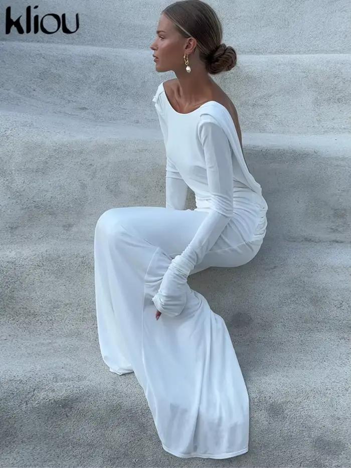 Kliou - Elegantné večerné šaty s rukávmi pre ženy