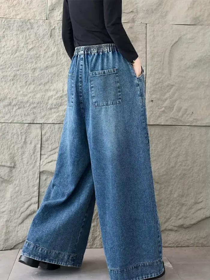 Amax LuluE 2026 jar klasická džínsová nohavica pre dámy Vintage pevná ležérna žena voľná elastická
