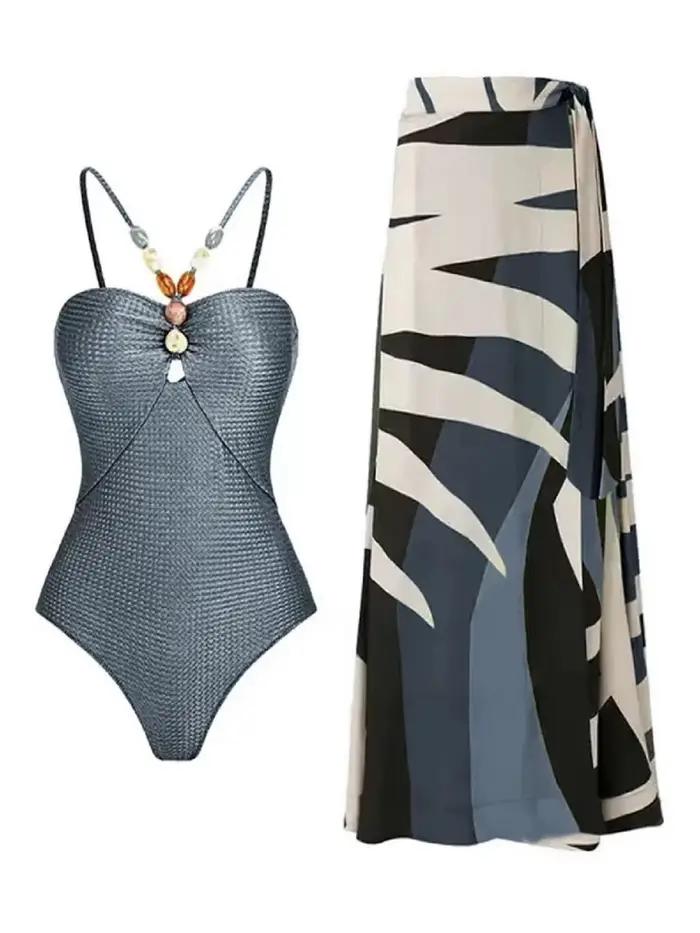 Dvojdielne bikiny plážové plavky 2024 ženy Sexy šnúrkový body s dlhou sukňou letné ženské kúpanie plávanie Bikini set