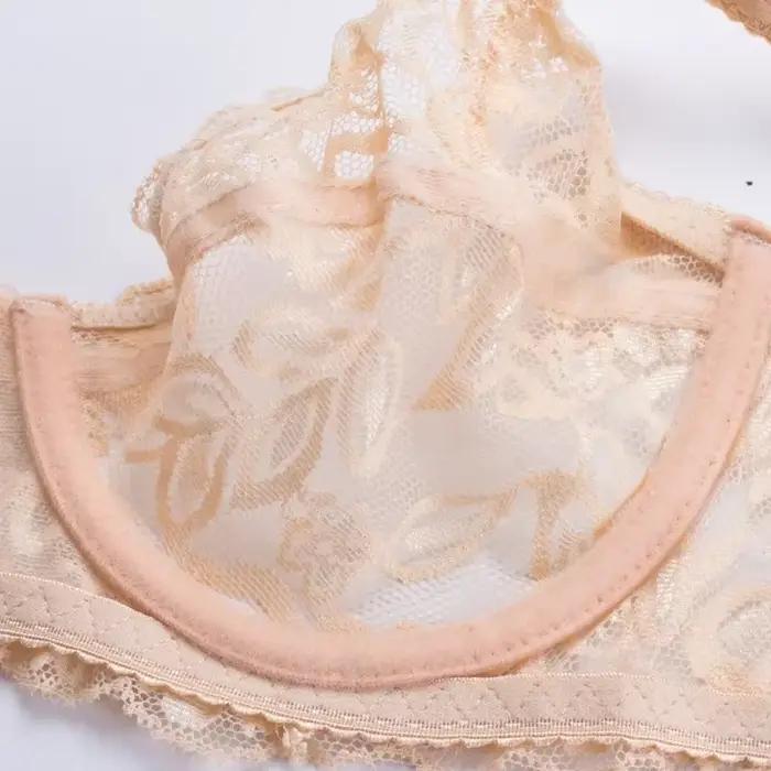 Soutien-gorge sexy en dentelle transparente pour femmes, confortable, élastique, à armatures, solide, respirant, sous-vêtements chauds, également précieux
