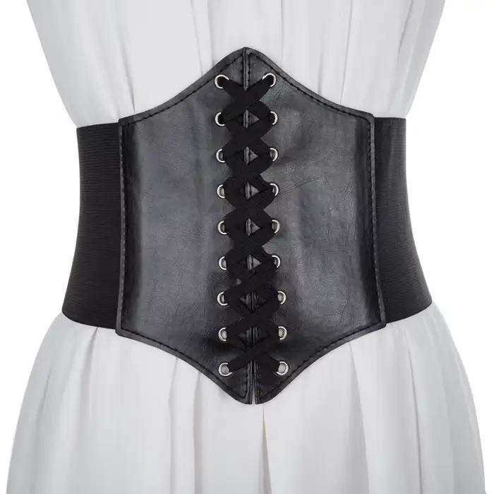 Corset Ceinture pansement Super large en cuir Pu Ceinture minceur corps femmes élastique taille haute ceintures Cinto Sobretudo Feminin Ceinture