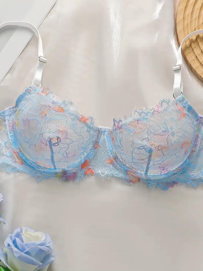 Sexy priehľadný čipkový set spodnej bielizne pre ženy s oceľovými obručami