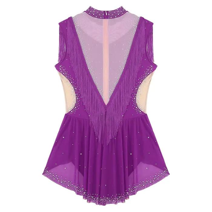 Body de patinage artistique pour femmes, Tango Latin, Salsa, Jazz, vêtements de danse, strass scintillants, épissure, justaucorps de gymnastique artistique