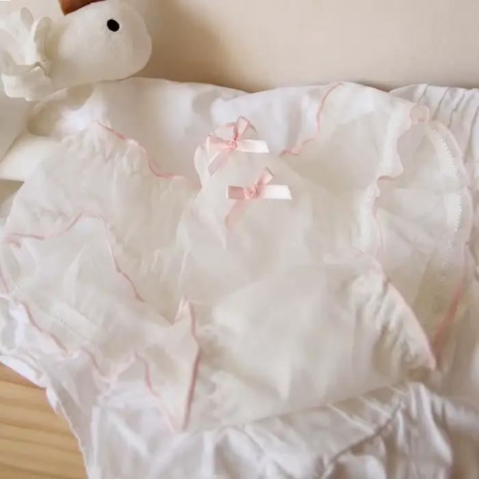 Culottes pour femmes Pure Desire Pink Sweetheart, en dentelle transparente, respirantes, avec nœud détachable, motif fraise mignon, pour adolescentes.