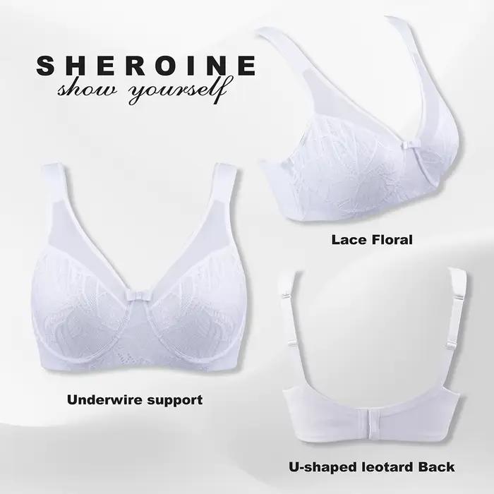 Soutien-gorge en dentelle polyester et nylon avec armatures pour femmes, conception minimisatrice, tasse pleine et bretelles réglables pour toutes les occasions