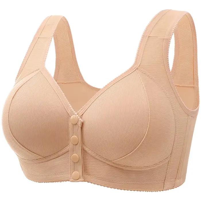 Soutien-gorge à fermeture frontale sans fil pour femmes d'âge moyen et âgées, confortable, Anti-affaissement, grande taille, tissu en Nylon respirant