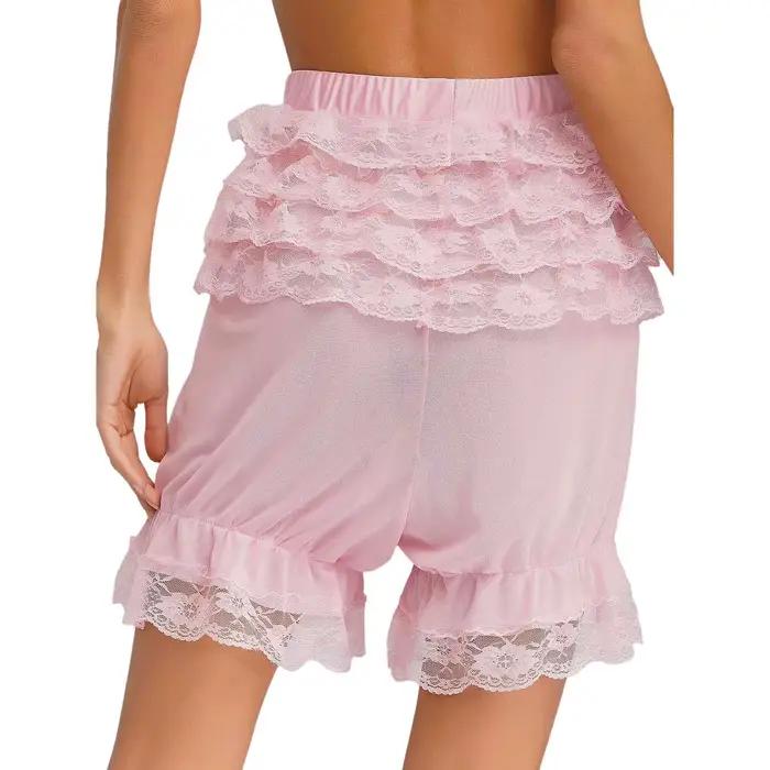 Dámske čisté krajkové nohavičky Bloomers s viacvrstvovými volánmi