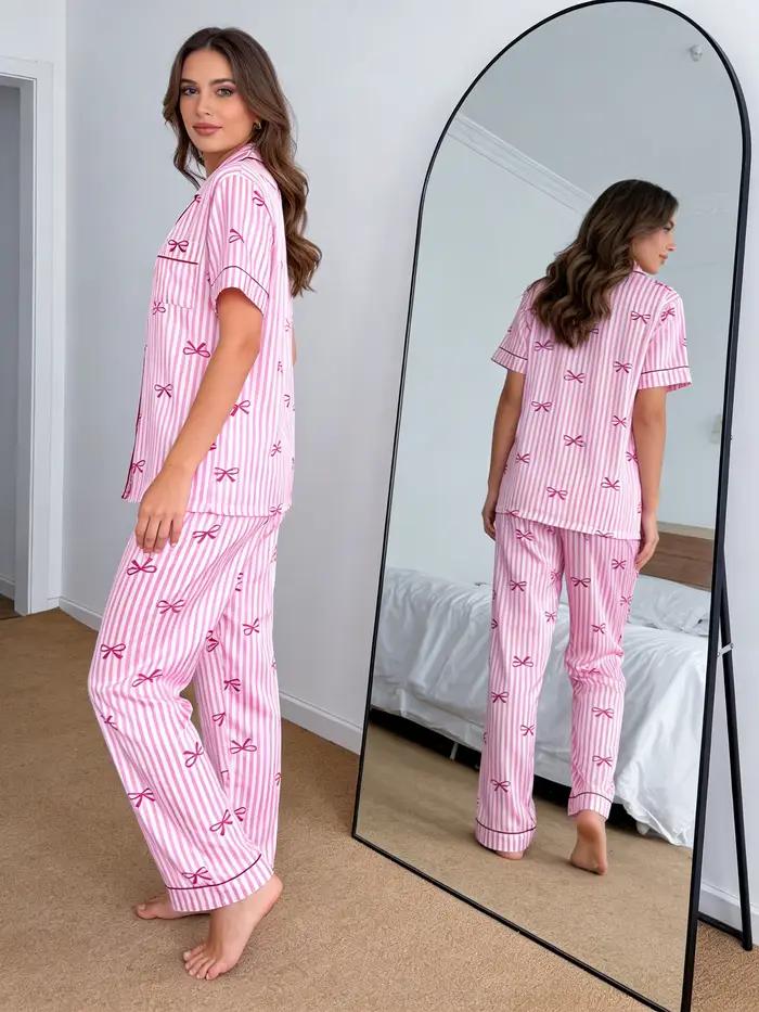 Ensemble de pyjama pour femmes en faux satin, hauts et pantalons boutonnés, pyjama en soie, ensemble 2 pièces, pyjama femme, vêtements de nuit, vêtements de détente