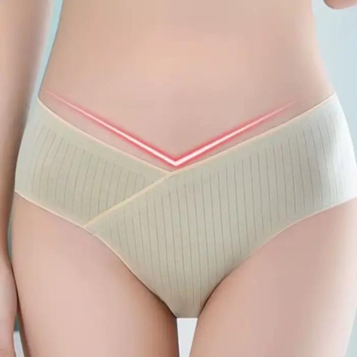 Culotte de Grossesse en Coton Jacquard à Rayures pour Femme Enceinte, Sous-vêtement Taille Basse sans Couture, Grande Taille