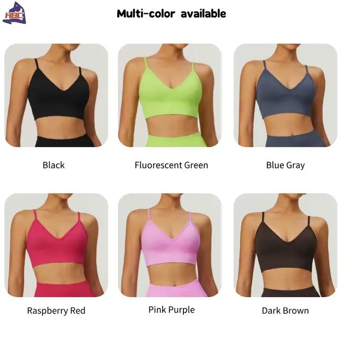 HBC-Soutien-gorge de sport sans couture pour femme, brassière de yoga, fitness, avec bretelles réglables, haut court de course