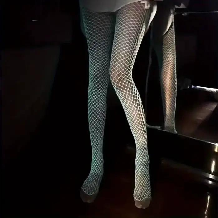 Bas Longs et Lumineux en Dentelle pour Femme, Lingerie Sexy, Collant de ix, Vêtements de Nuit, 7.0