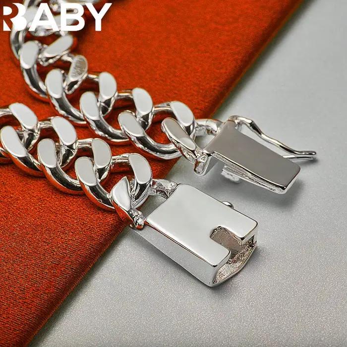 URBABY – Štvorcový retiazkový náramok z rýdzeho striebra 925 pre ženy