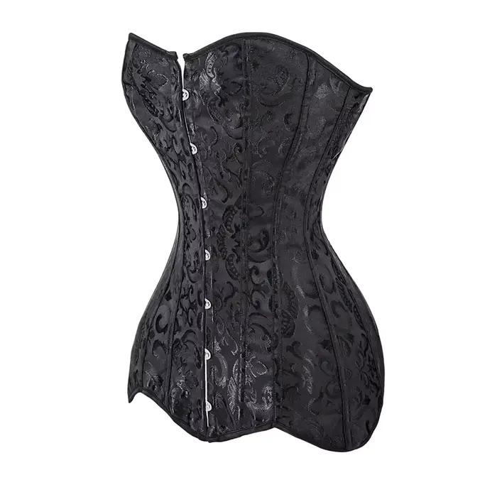 Corsets et bustiers pour femmes, haut de noël, Sexy, en Satin, Long torse, surbuste, brocart, Vintage, grande taille