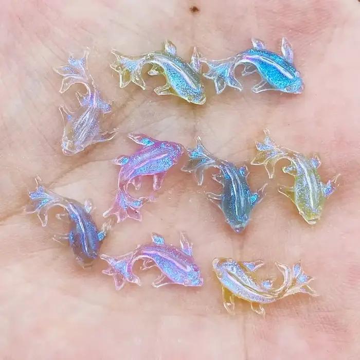 20 ks 3D Kawaii zmiešaná rybka z živice Nail Art dekorácie karikatúra ľad Priehľadné kamienky na nechty prívesky