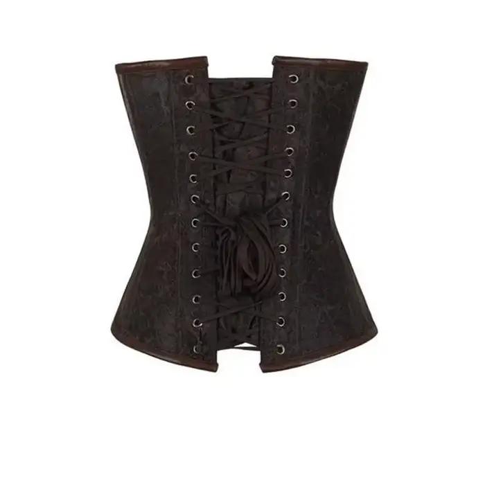 Steampunk Body Shapewear pre ženy hnedá gotická oblečenie korzet Bustier Vintage Burlesque Goth šnurovací pás Korzety