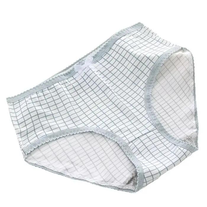 Culottes en coton à taille mi-haute pour femme, motif cœur, avec nœud et dentelle, style doux
