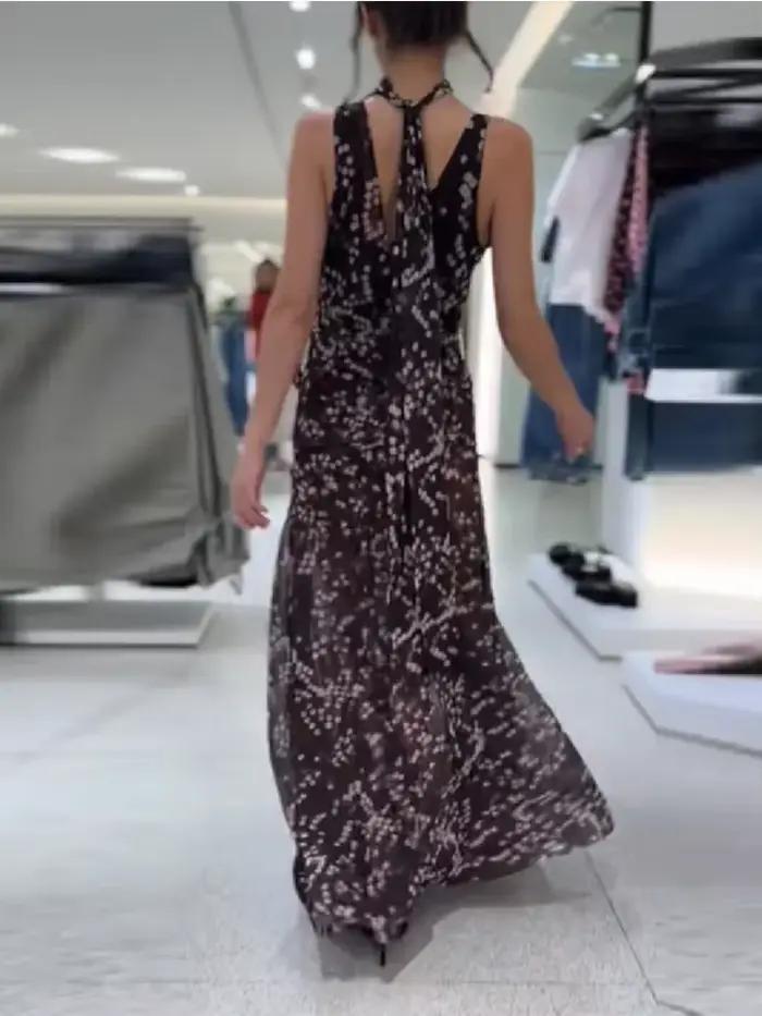 Trendy dlhé maxi šaty pre ženy s bodkami z úpletu